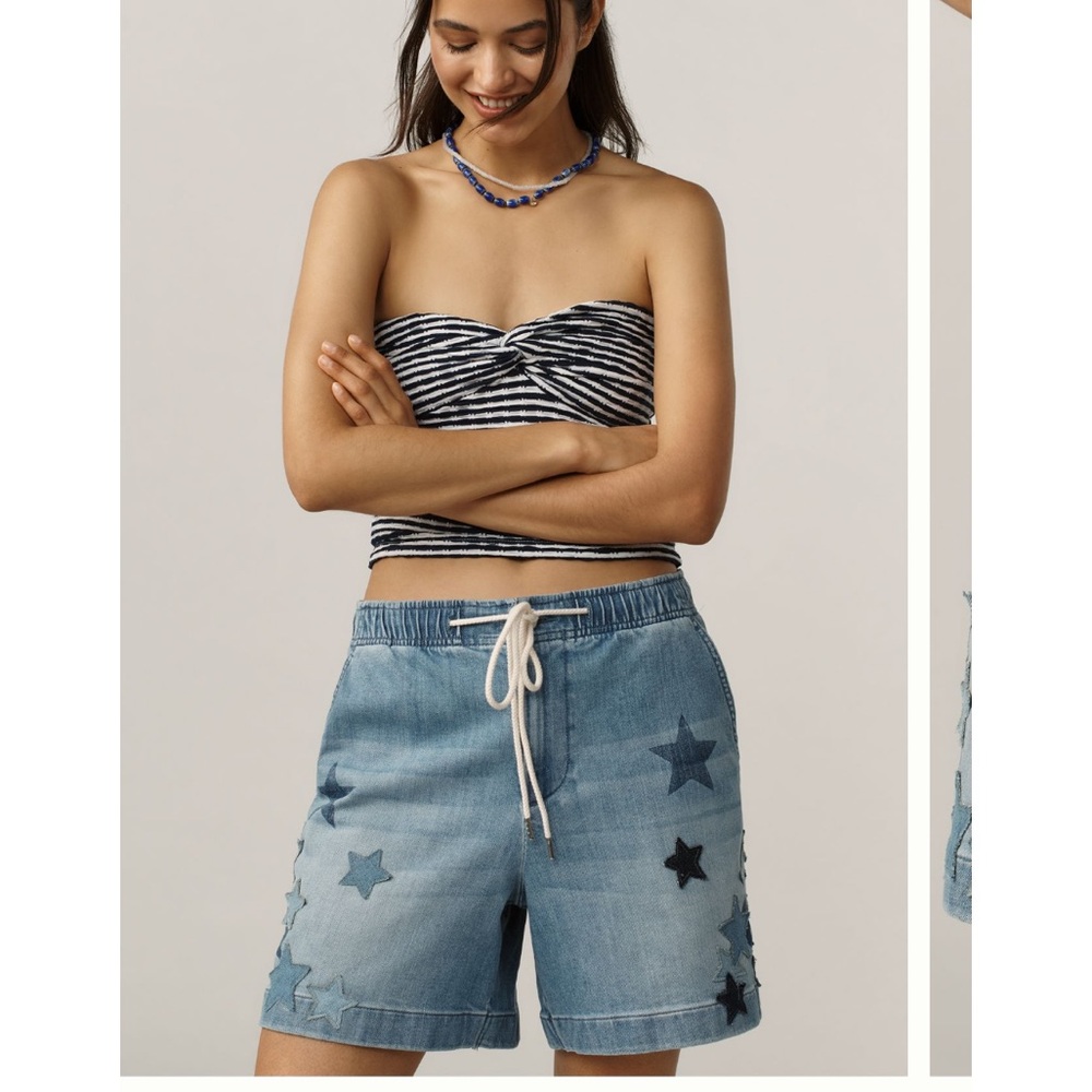 Pilcro Star Embellished Denim Pull On Shorts